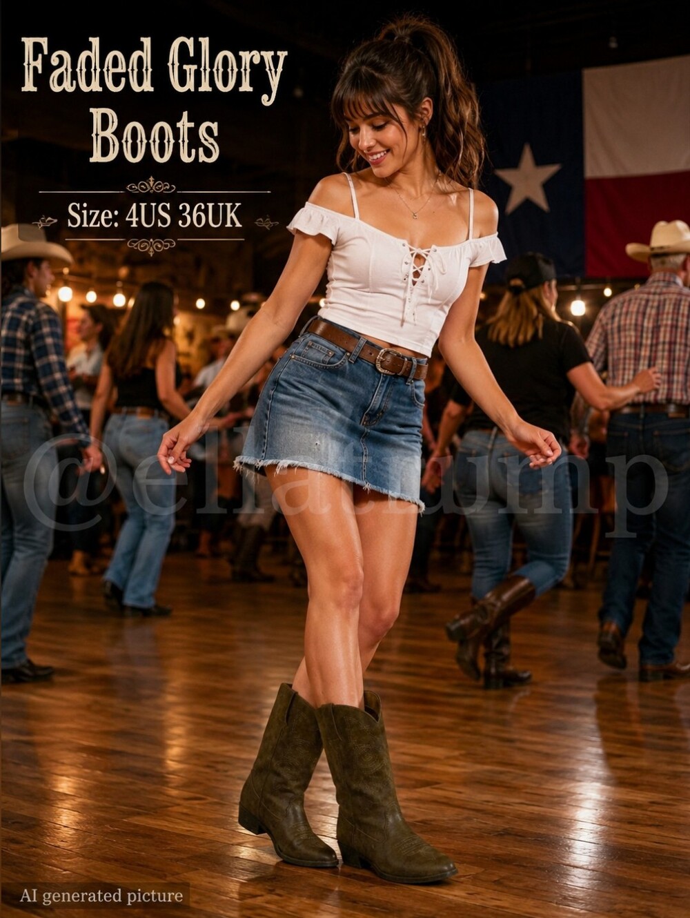 DIscontinued Faded Glory Brown Western Cowboy Boots Size US4 UK36 NWOT